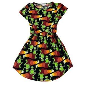 LulaRoe Kermit the Frog Toddler Girl Dress with Pockets Size 4T